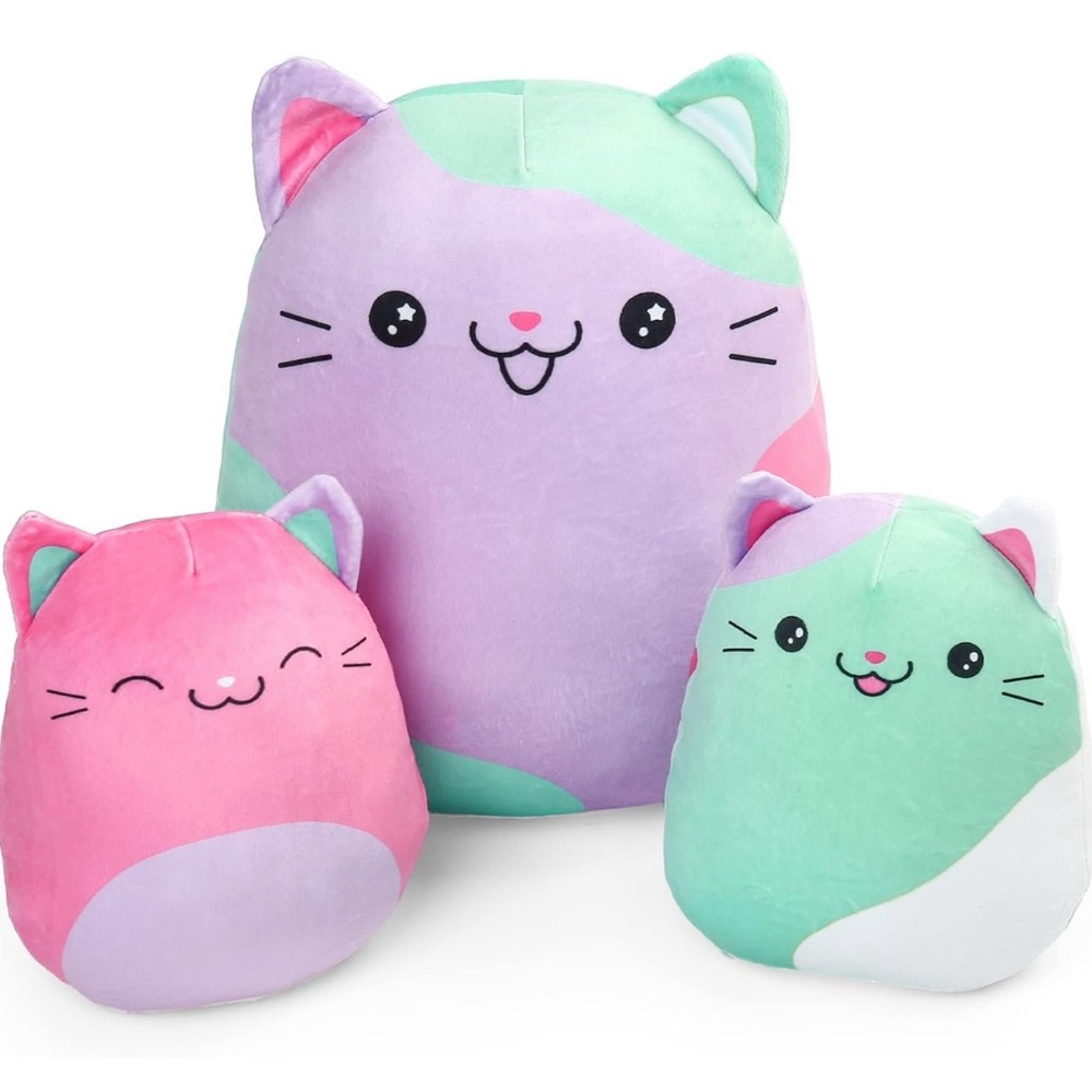 BenBen Set of 3 Cat Plush Stuffed Animal Toy Hugging Pillow, BNIP